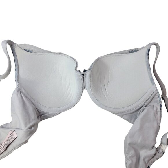 Victoria's Secret Body By Perfect Shape Bra Gray 32C Floral Lace Underwire Padd - Picture 7 of 12